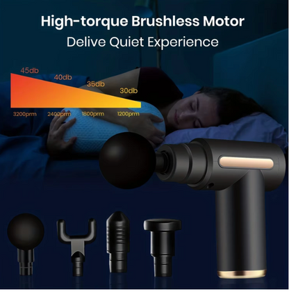 Portable Fascial Massage Gun Electric Percussion Pistol Massager Body Relaxation With LED Touch Screen 4Replaceable Massage Head