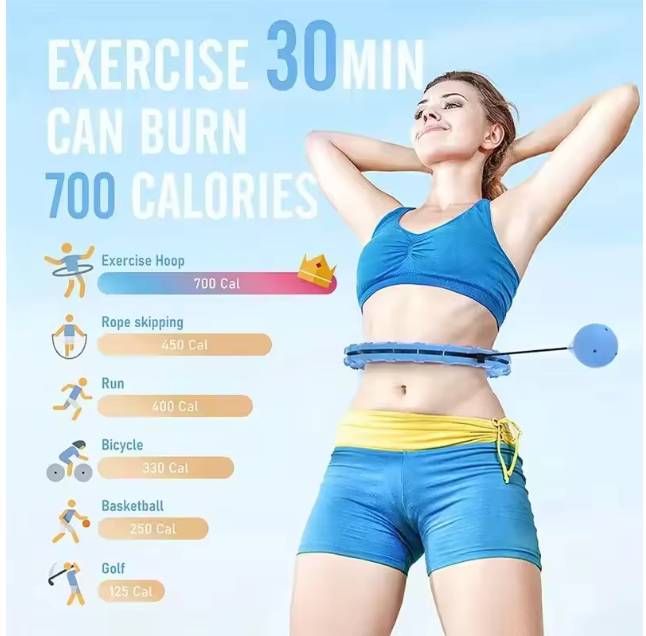 Weighted Sports Circle Hoops for Adults Smart Exercise 2 in 1 Adjustable with Detachable Knots