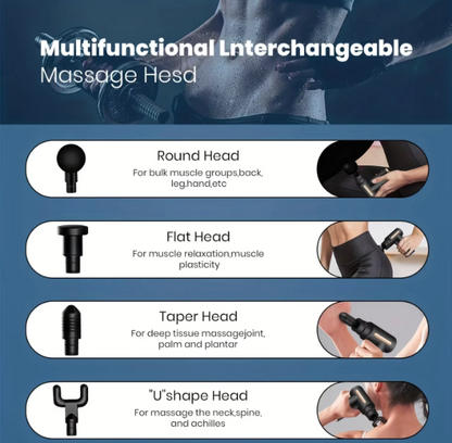 Portable Fascial Massage Gun Electric Percussion Pistol Massager Body Relaxation With LED Touch Screen 4Replaceable Massage Head