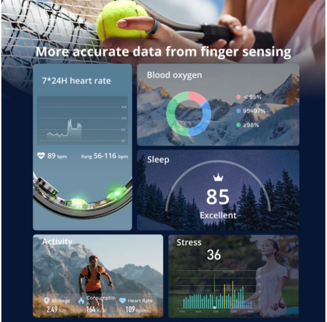 COLMI R03 Smart Ring Men Women, Battery Life 39 Days, Health Monitor, IP68 & 5ATM Waterproof, Multi-sport Mode