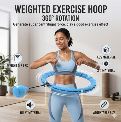 Weighted Sports Circle Hoops for Adults Smart Exercise 2 in 1 Adjustable with Detachable Knots