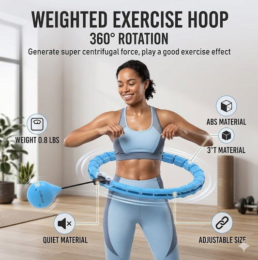 Weighted Sports Circle Hoops for Adults Smart Exercise 2 in 1 Adjustable with Detachable Knots