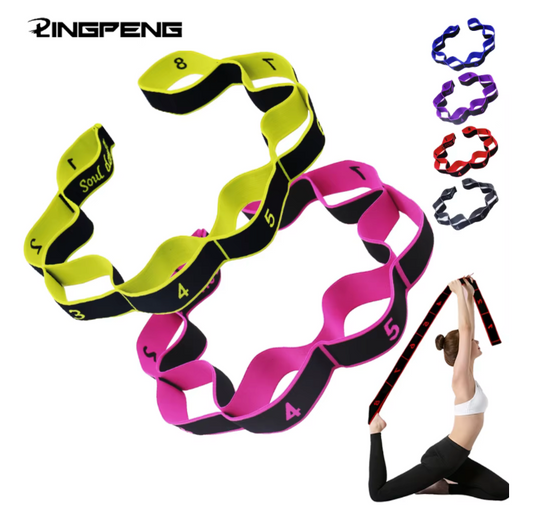 8 Sections Dance Resistance Band Yoga Stretching Pilates Fitness Digital Elasticity Elastic Stretch Training Tension Belt
